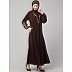 Embroidery abaya with balloon sleeves- Brown